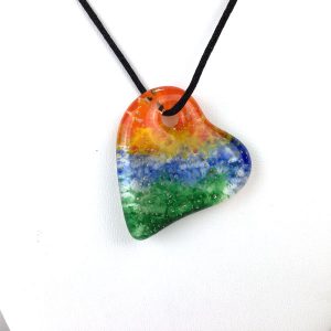 Cast Glass Rainbow Heart Necklace
